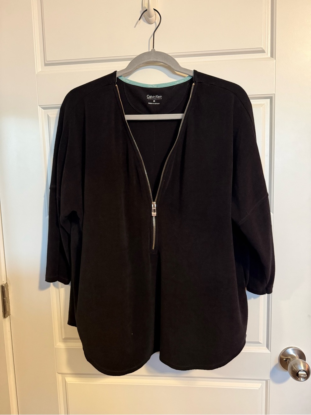 Calvin Klein Black Half-Zip Velour Pullover